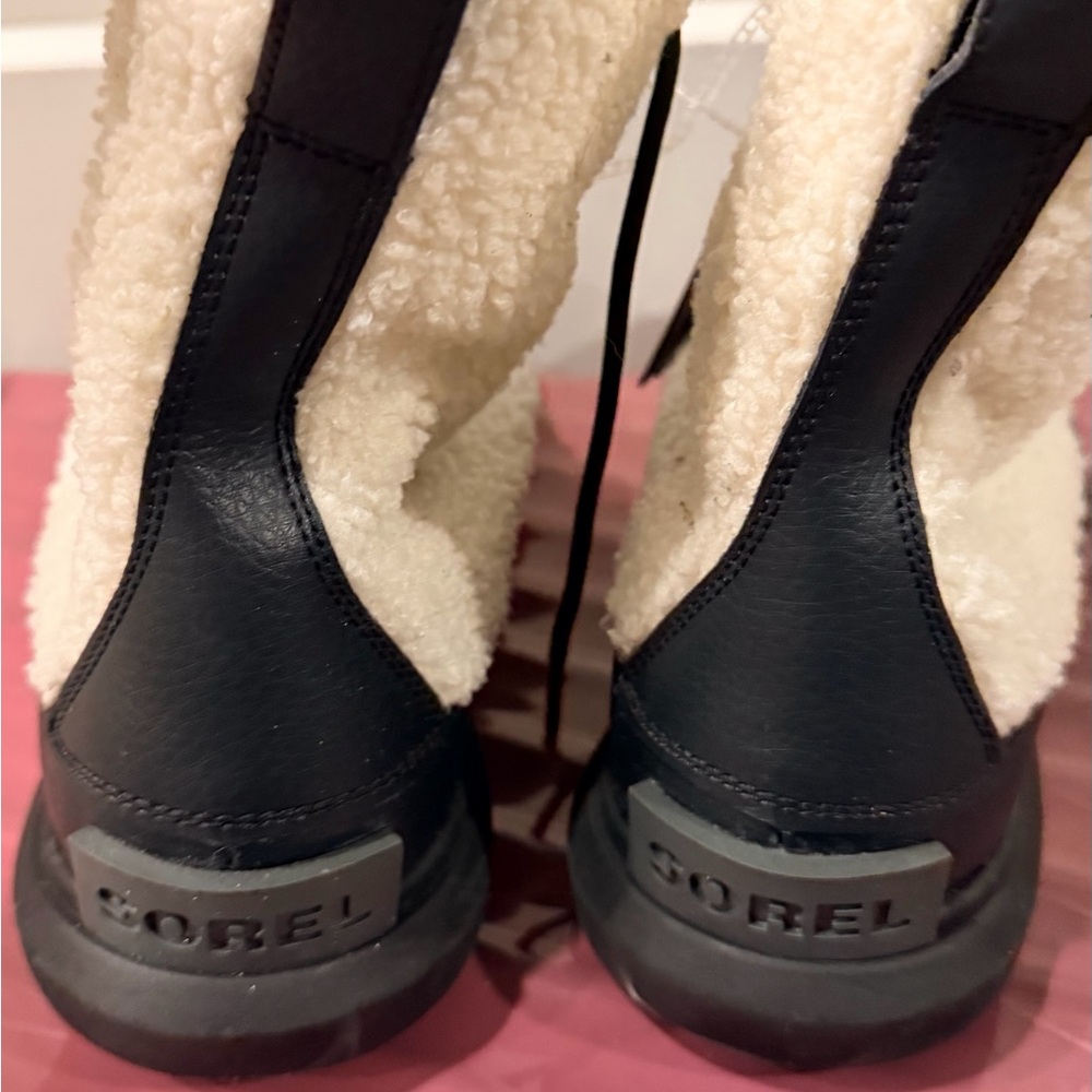Sorel Black and White Fleece-Lined Boots - Picture 3 of 4